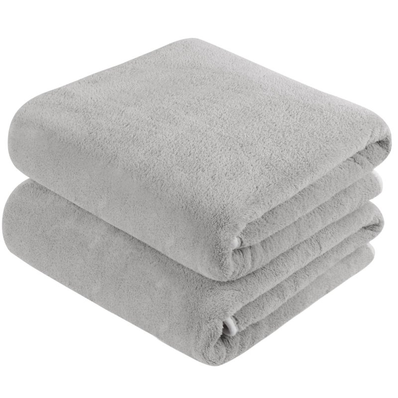KinHwa Microfiber Bath Towel Large Bathroom Towel Absorbent Shower Towels Soft Bath Towels Large Size for Women Men Ideal for Spa, Swimming, Pool Light Gray 2 Pack 30inch x 60inch - Image 1